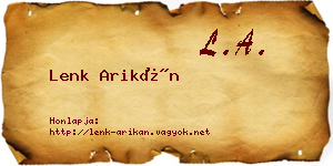 Lenk Arikán névjegykártya
